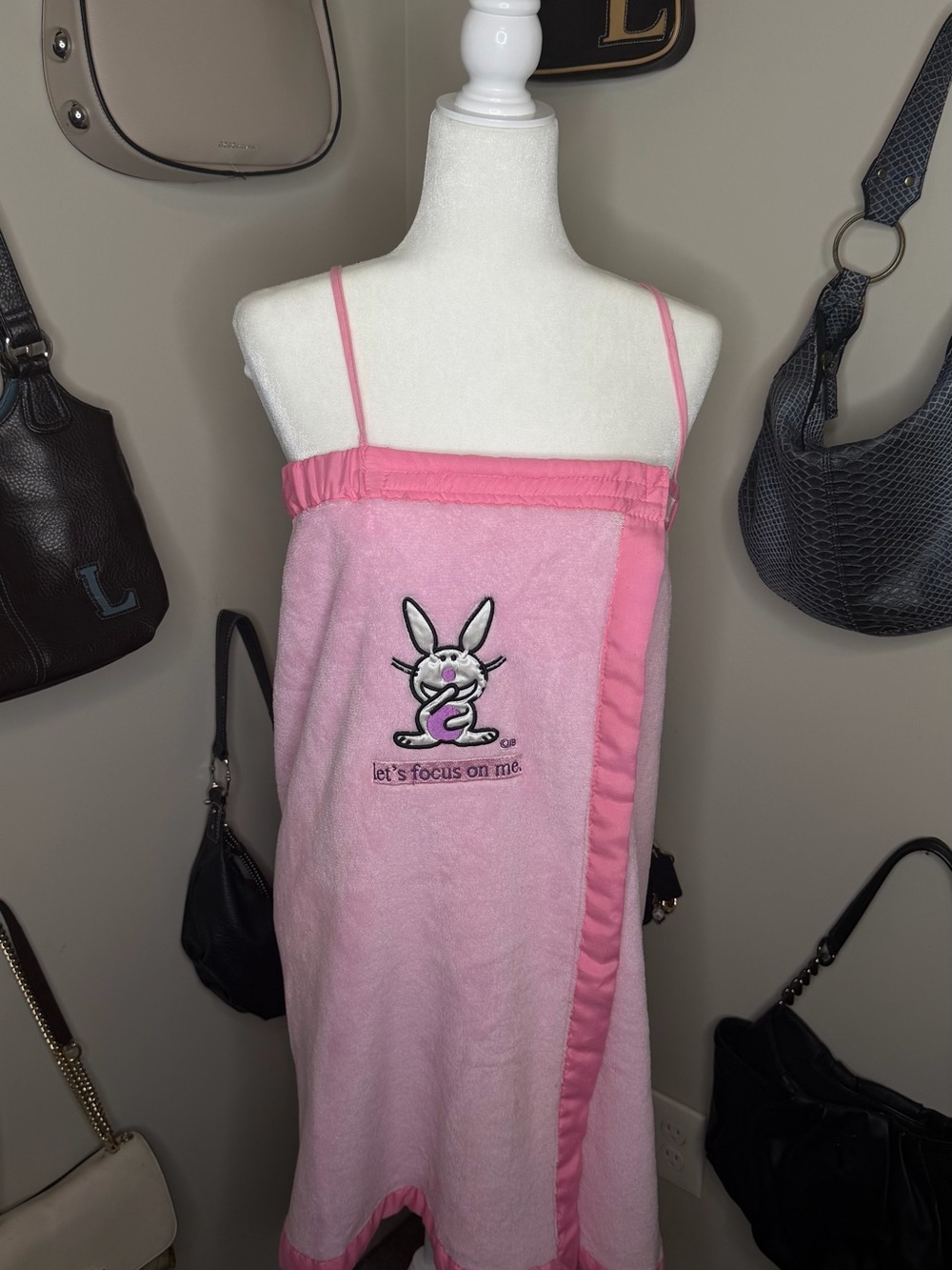 2000s Happy Bunny Towel Wrap - One Size “Let’s Focus On Me”